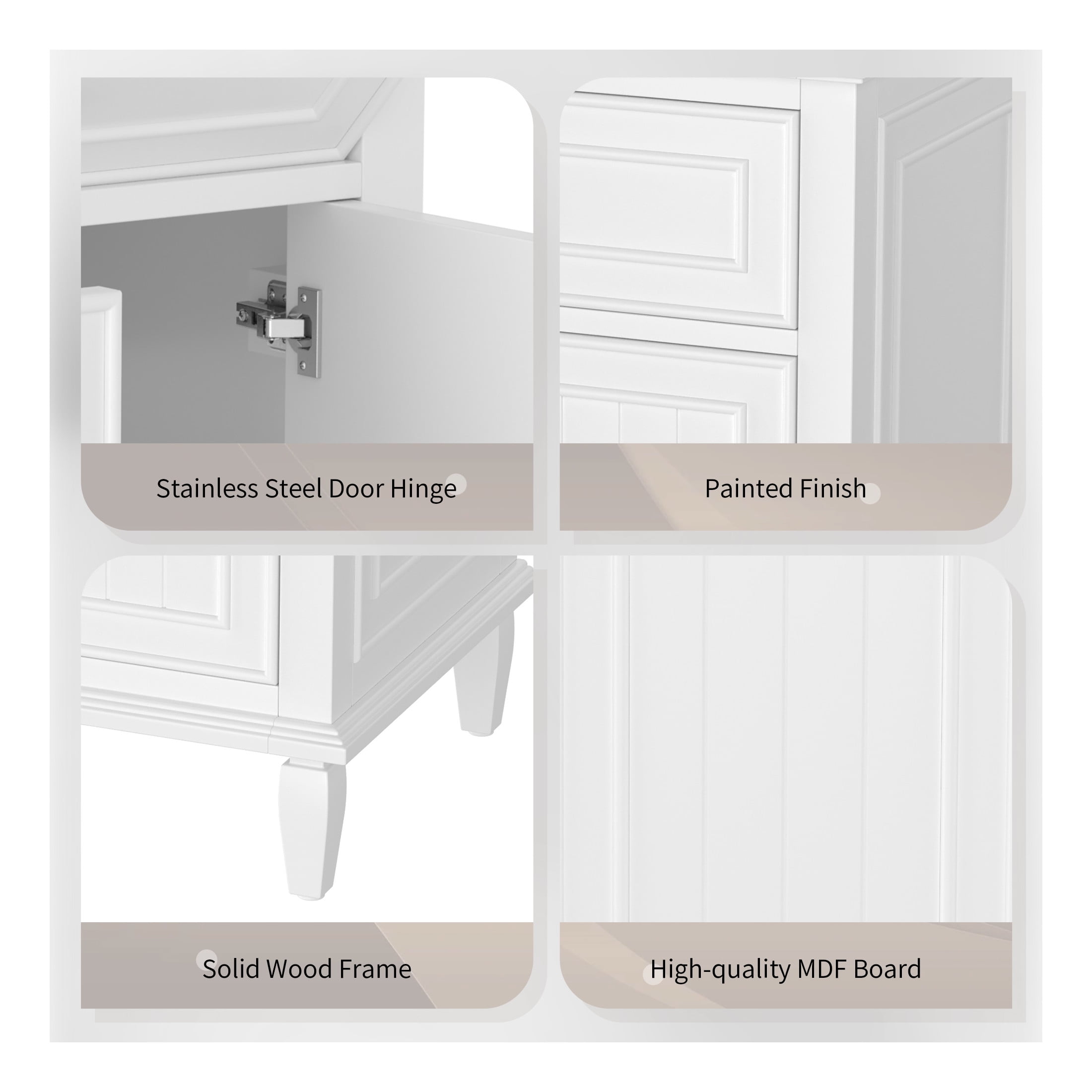GDF Studio 24" Bathroom Vanity with Sink, Open-Back for Plumbing, Cabinet with Drawers and Adjustable Shelf, White