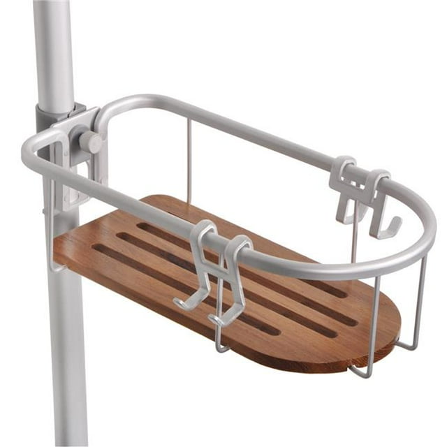Utopia Alley PC5TK Tia Rustproof Corner Tension Shower Caddy Teak Shelves