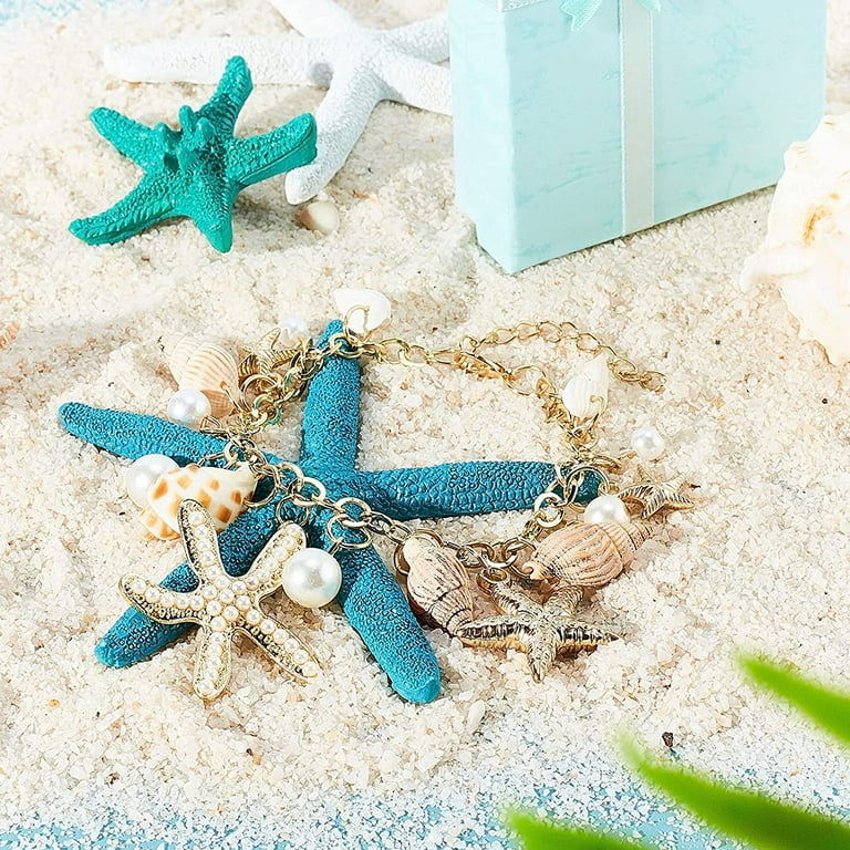 Beach Theme Anklet, Seashell Starfish Charm