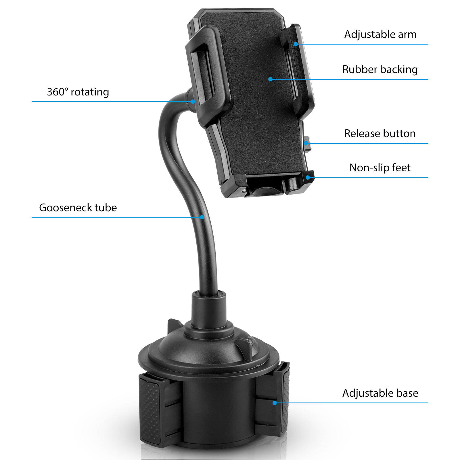 Car Phone Mount, EEEkit Universal Cell Phone Holder, Car Cup Holder Mount Fit for iPhone 13 12 Pro Max 11 Xs Max R X 8 Plus, Samsung Galaxy S21 S20 S10 and More - image 4 of 11