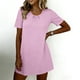 thumbnail image 2 of TaTaai Women's Summer Casual Fashion Solid Crew Neck Short Sleeve Mini Nightgown Soft Comfortable Short Dress Gift, 2 of 9