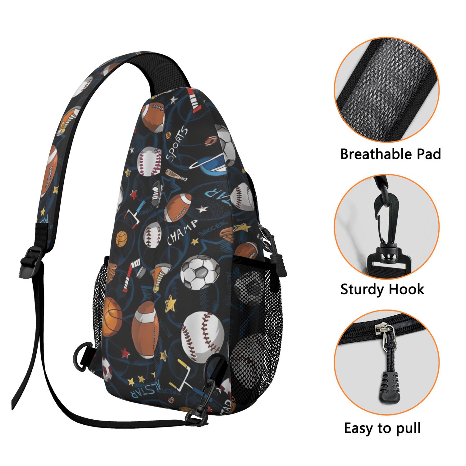 Star Themed Crossbody Bag - Lightweight Chest Backpack for Men & Women - Spacious & Organized for Daily Commuting