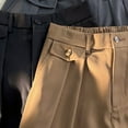 thumbnail image 6 of Workout Shorts Men Solid Color Wide Leg Suit Shorts Insets Versatile Cropped Pants Brown L, 6 of 6
