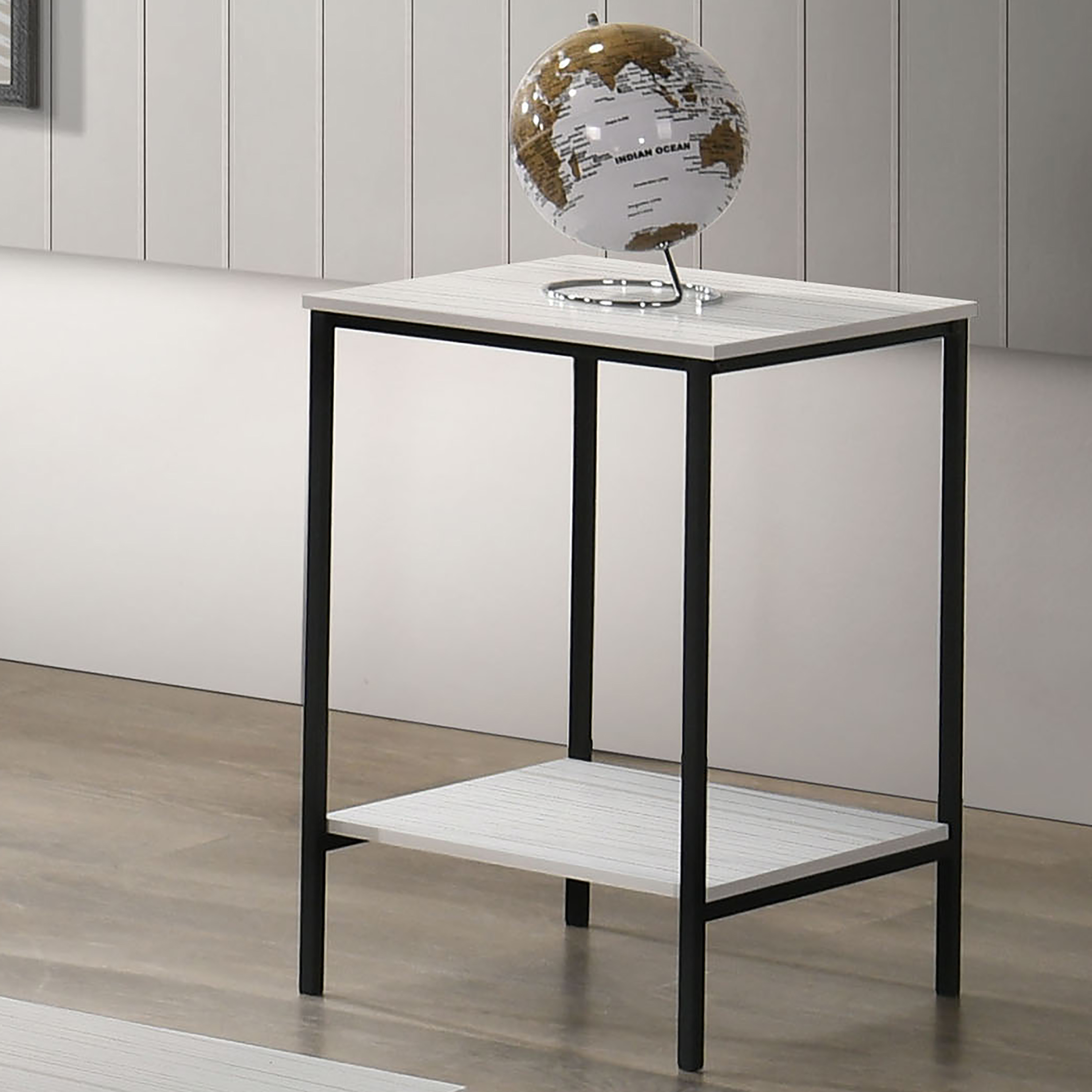 Furniture of America Allia Rustic Open Shelf 3-Piece Accent Table Set, White