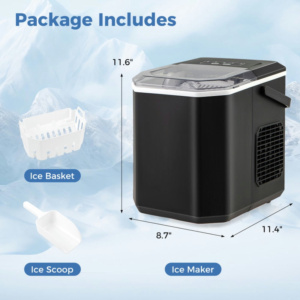 Spaco Portable Countertop Ice Machine, Ice Maker Countertop with Self-Cleaning, Electric Ice Cube Maker for Indoor as Home, Kitchen, Office, Party, Black