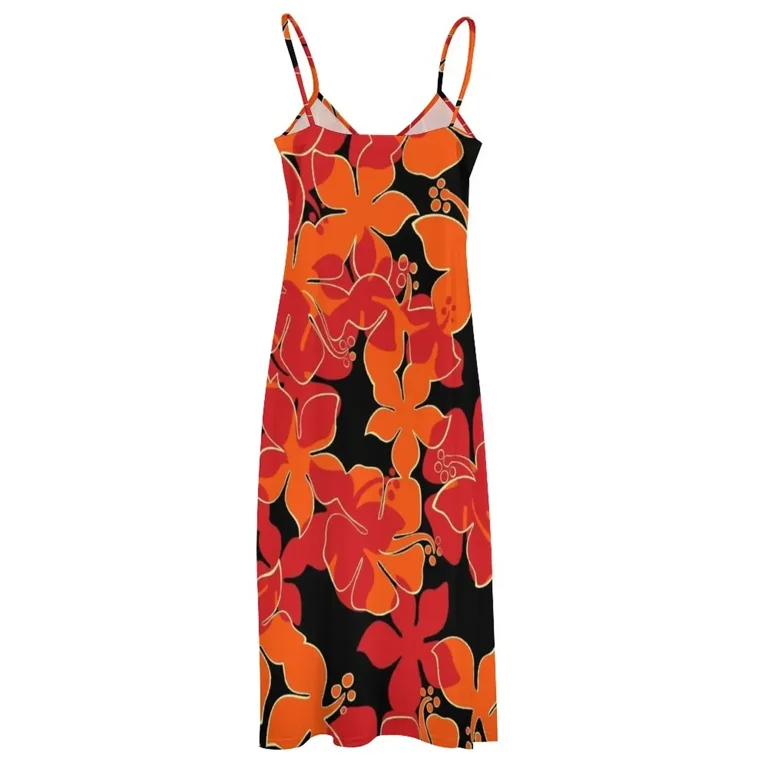 Hanalei Hawaiian Floral Aloha Shirt Print Red Orange Black Sleeveless Dress  dresses for women 2025 Dress - Walmart.com