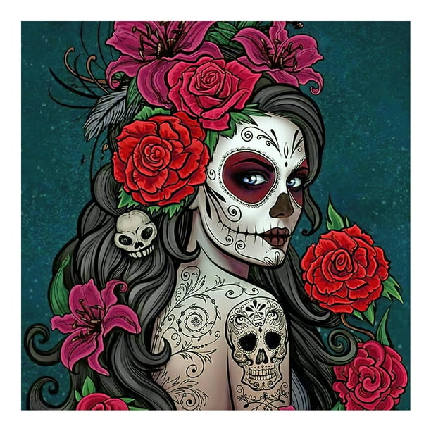 Wdftyju 5D DIY diamante pintura calavera mujer completo taladro Rhinestone mosaico arte imagen Wdftyju 6ws4vk8hk1cz4yc2