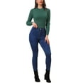 thumbnail image 2 of INSPIRE CHIC Women's Turtleneck Sweater Long Sleeve Ribbed Knit Pullover Sweater Top L Dark Green, 2 of 5