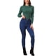 thumbnail image 2 of Suéter de cuello alto de mujer INSPIRE CHIC de manga larga, suéter de punto acanalado M Verde oscuro, 2 of 5