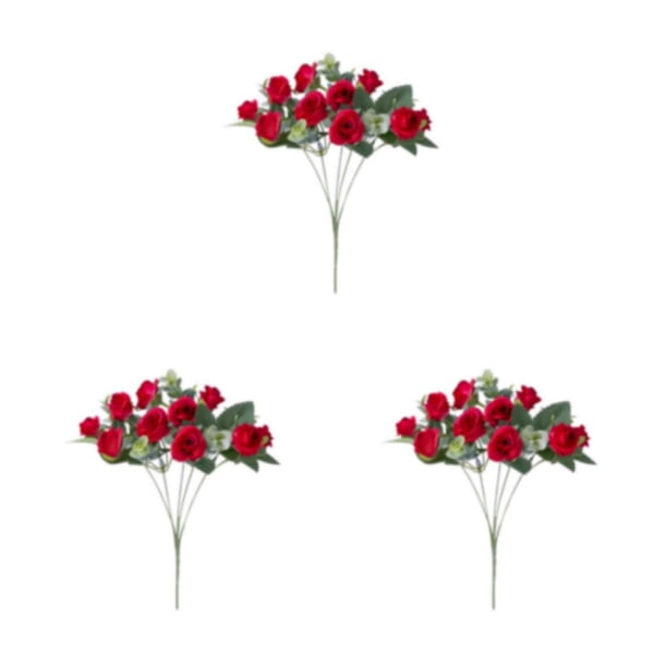Ramo de flores artificiales de rosa de eucalipto Matsuzay Color Rojo