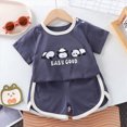 thumbnail image 4 of NOLDARES Toddler Infant Baby Boy Outfits 2 Pieces Round Neck Short Sleeve T-Shirt Casual Cargo Pocket Shorts Print Clothes(Dark Gray,3-4 Y), 4 of 4