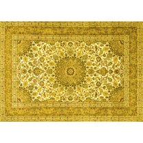 Ahgly Company Machine Washable Indoor Rectangle Medallion Yellow Traditional Area Rugs, 5' x 7'