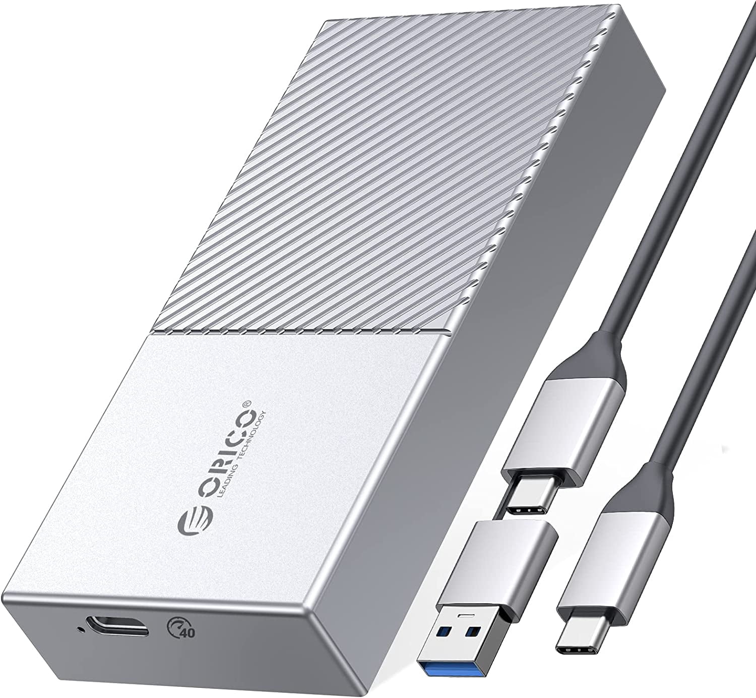ORICO m.2 NVME SSD Enclosure with 2-in-1 Cable,40Gbps PCIe3.0x4 USB Type-C to NVME USB C External NVME Enclosure Adapter,Compatible with Thunderbolt 3/4 USB3.2/3.1/3.0/Type C(No Drive)