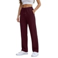 thumbnail image 2 of Lumosvexa Women's Drawstring Pants, Side Pockets Elastic Waist Straight Leg Fall Active Casual Pants Red 2XL, 2 of 8