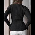 thumbnail image 4 of Suéteres de Punto para Mujer, Suéteres de Larga con Cuello en V, Camisetas Casuales, Conjuntos de Moda de Otoño. Negro M, 4 of 8