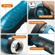 Tenozek Water Hose Nozzle Sprayer 10 Patterns Adjustable High Pressure Heavy Duty Metal Water Hose Sprayer for Garden (Blue)