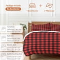 thumbnail image 6 of 3 Piece Black Red Plaid Duvet Cover Set Queen Size,Microfiber Comforter/Quilt Cover with Corner Ties and 2 Pillowcases,Vintage Rustic Buffalo Checked Gingham All Season Bedding with Zipper Closure, 6 of 8