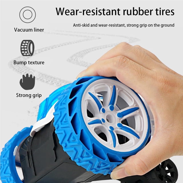 mmirethe Remote Control Car 2.4GHz RC Stunt Car Racing Stunt Car with Light 360° for Flips Truck High Speed Flash Racing Vehicle