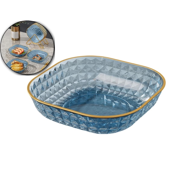 Dessert Plates 5.7 Inch, Pinch Bowls for Cooking Prep, Reusable Plastic Plates with Gold Trim & Raised Edge, Small Plates for Appetizers Salad Snack, Cocktail Sandwich