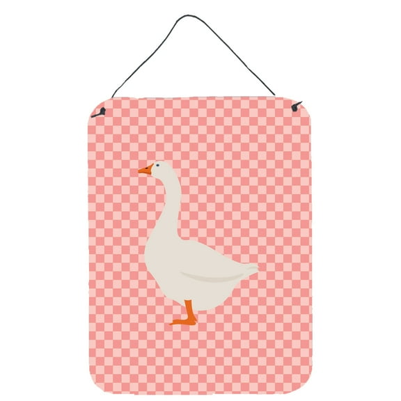 Caroline's Treasures BB7892DS1216 Embden Goose Pink Check Wall or Door Hanging Prints, 12x16, multicolor