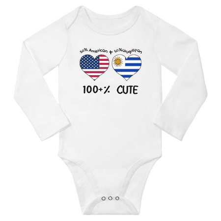 

50% American + 50% Uruguayan = 100+% Cute Baby Long Slevve Bodysuit (White 12-18 Months)