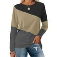 thumbnail image 2 of Womens Tops Color Block Tunic Tops Casual Long Sleeve Shirts Round Neck Pullover Blouses For Women, 2 of 7