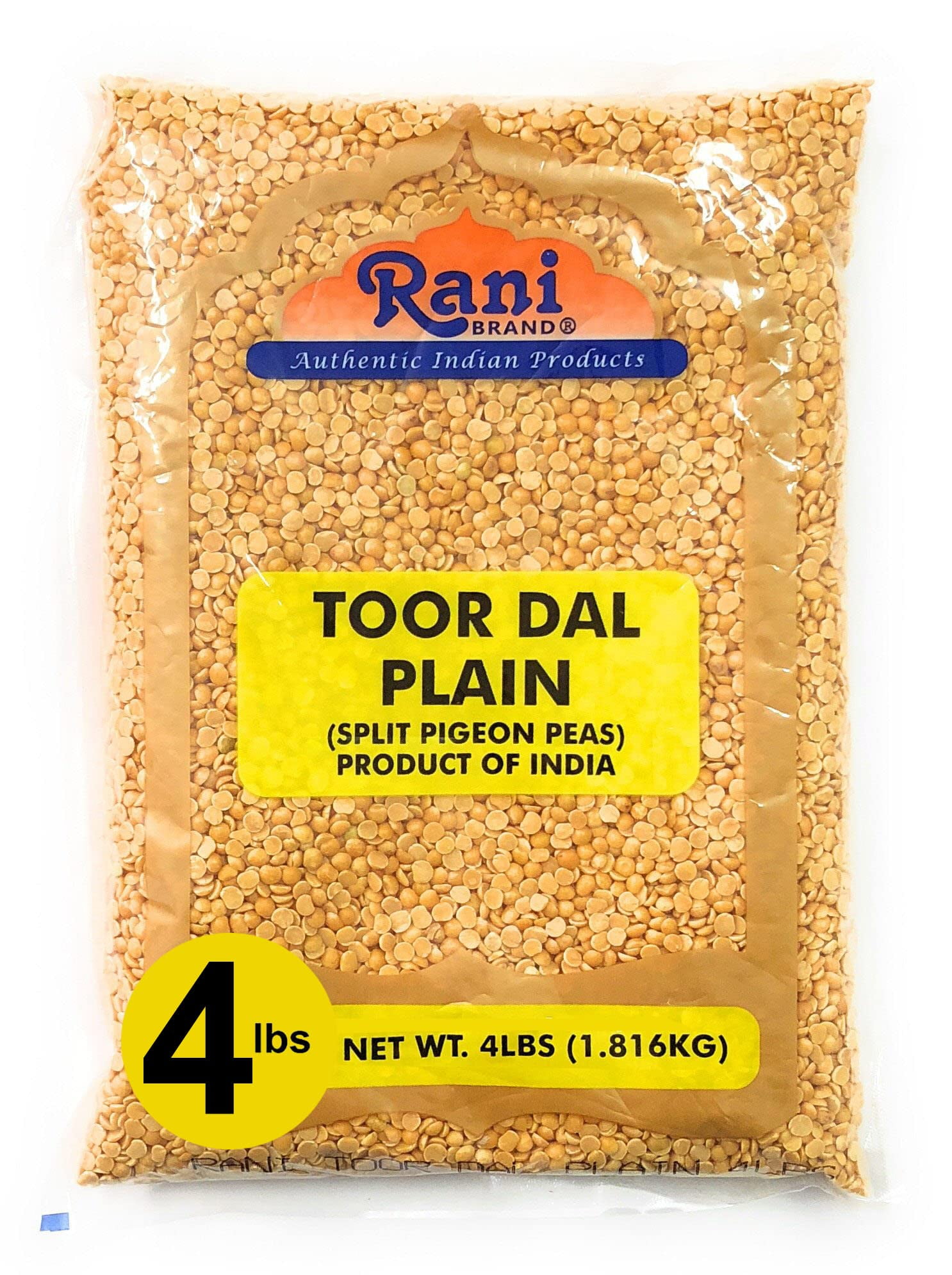 Rani Toor Dal (Split Pigeon Peas) 64oz (4lbs) 1.81kg ~ All Natural | Gluten Friendly | NON-GMO | Vegan | Indian Origin