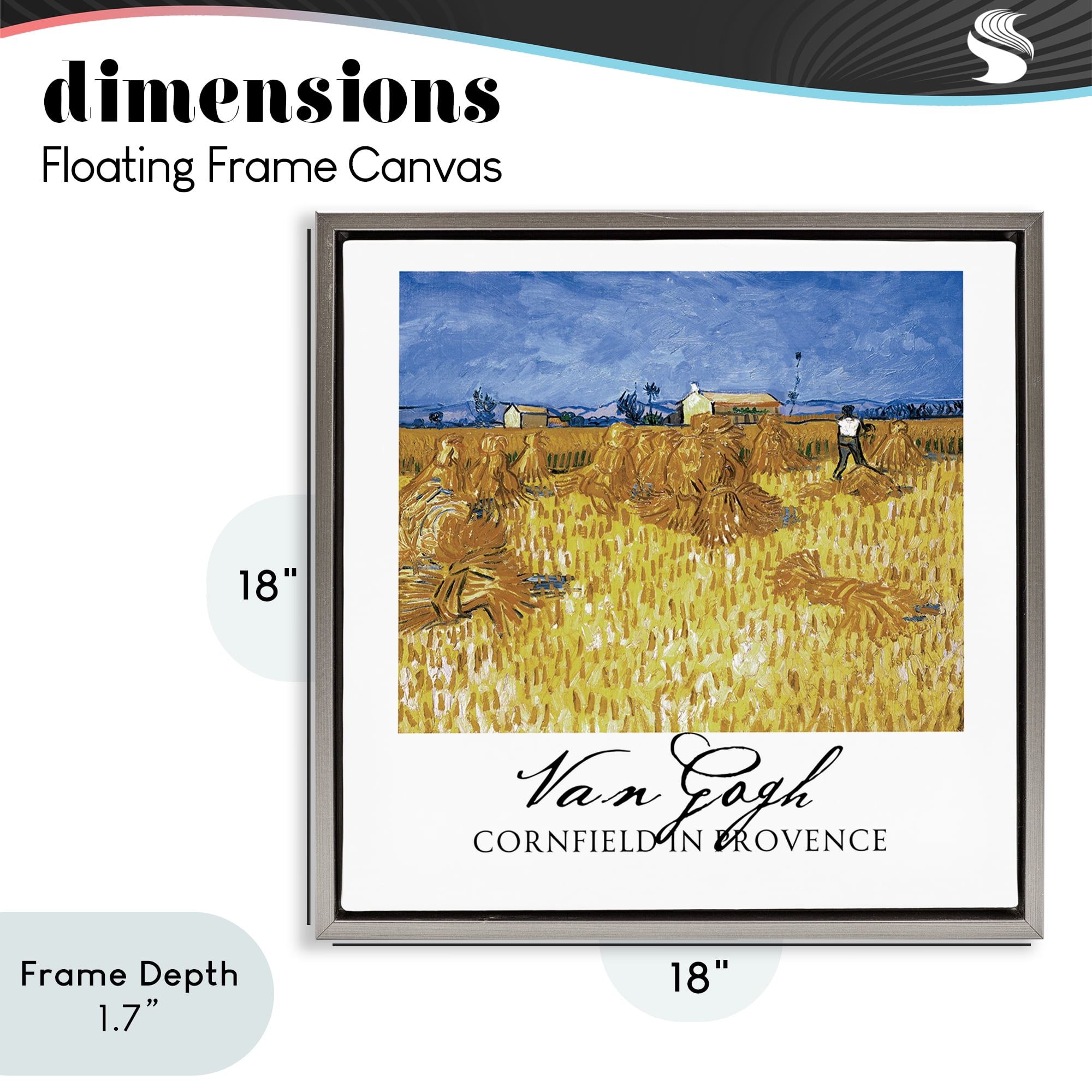Stupell Industries Van Gogh Cornfield Provence Gray Framed Floater Canvas Wall Art, design by Vintage Hustle