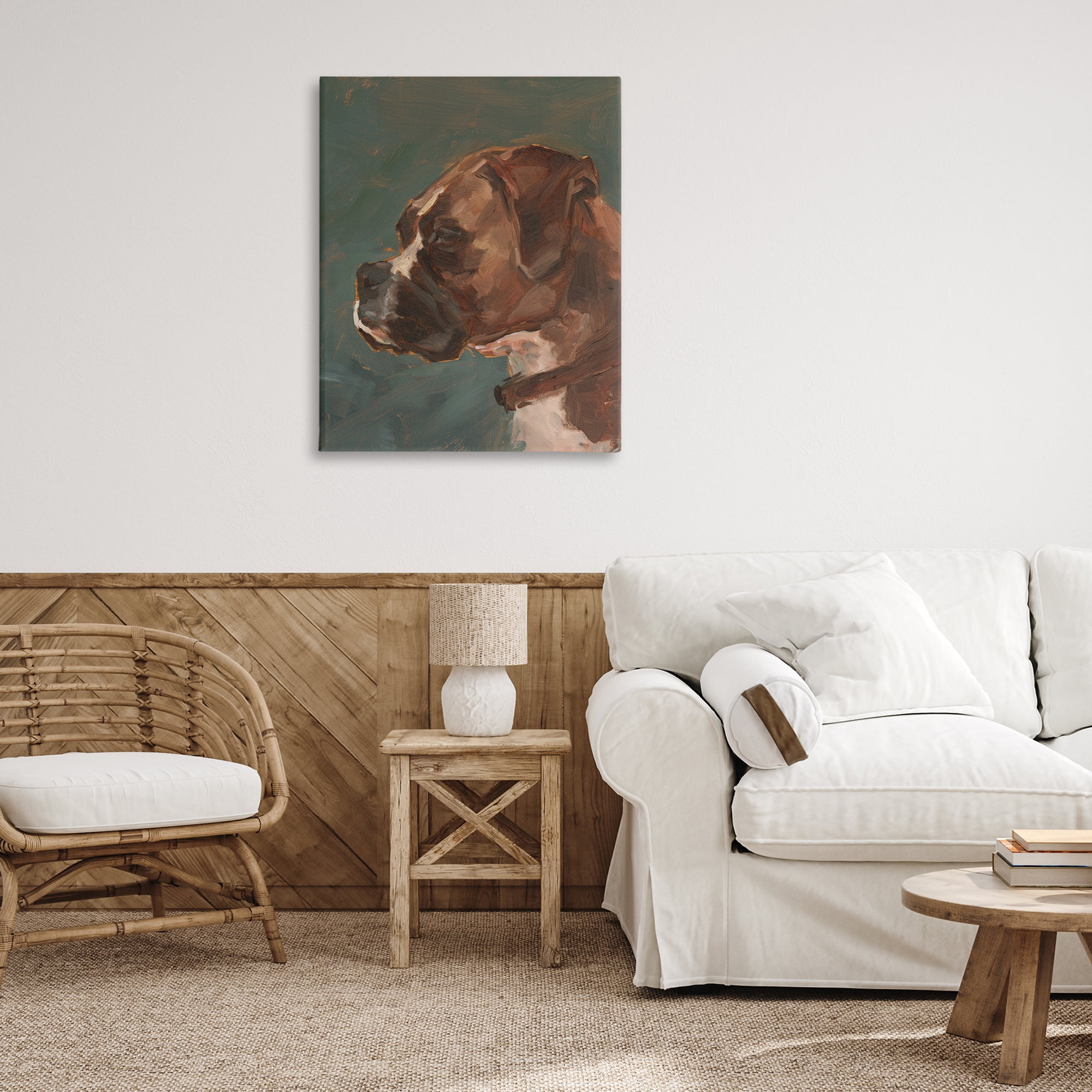 Stupell Industries Bulldog Gazing Portrait Animals & Insects Painting Gallery Wrapped Canvas Art Print Wall Art, 30 x 40