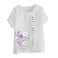 thumbnail image 4 of Lydiaunistar Hauts d'Été Grande Taille pour Femmes Blouse à Manches Courtes Imprimée, Chemise en Polyester Aspect Lin Décontractée Tailles S-5TG, 4 of 4