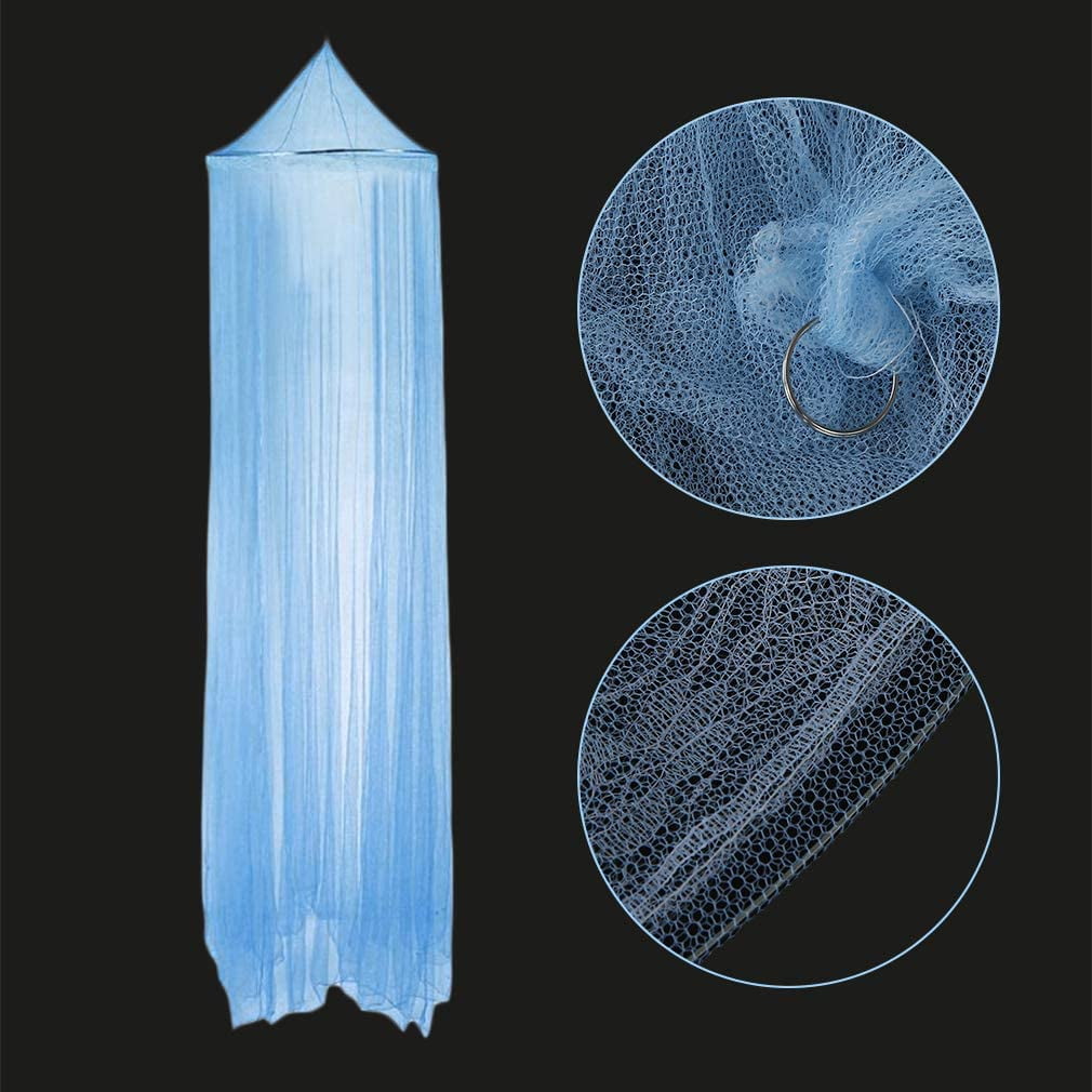 CAILDANL Mosquito Net Round Lace Curtain Dome Bed Canopy Netting for Single to King Size Beds,Camping (Blue)