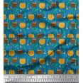 thumbnail image 1 of Soimoi Blue Cotton Voile Fabric Coconut Tree & Leaf Tropical Print Fabric by the Yard 56 Inch Wide, 1 of 3