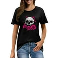 thumbnail image 3 of Drses‌‌ ‌‌‌Women's Gothic Halloween Tee - Vintage Skull & Roses Print 100% Cotton Graphic Short Sleeve Tee, 3 of 4