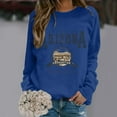 thumbnail image 2 of Tiweut Women's Sweatshirts Fall/Winter Letter Print Long Sleeve Crewneck Loose Fit Pullover Relaxed Fit Blouses Blue,S, 2 of 4