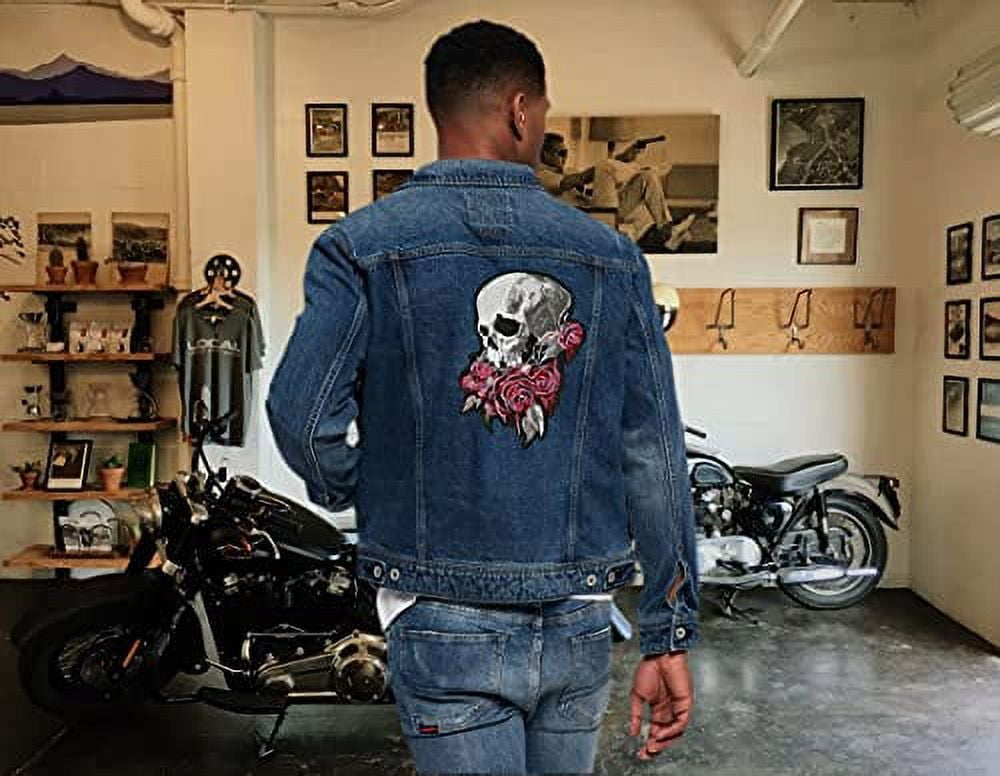 Bleeding Roses Skull Patch | 3D Skeleton | Embroidered Iron On | Large - by Nixon Thread Co. (11")