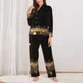 thumbnail image 2 of Salouo Gold Glittering Stars Pattern Women's Pajamas Set Long Sleeve Button Down Sleepwear Soft Pj Lounge Sets for women 2 Piece Pjs Set with Long Pants-XX-Large, 2 of 7