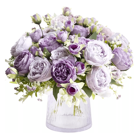 Flores Peonias Artificiales Ramo Decoración Hogar Bodas Xtellar morado