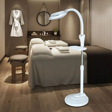 16X Magnifying Lamp LED Magnifier Light Glass Height Adjustable Floor Standing Magnifier Lash Lamp with Storage Tray for Esthetician Beauty Salon 110V