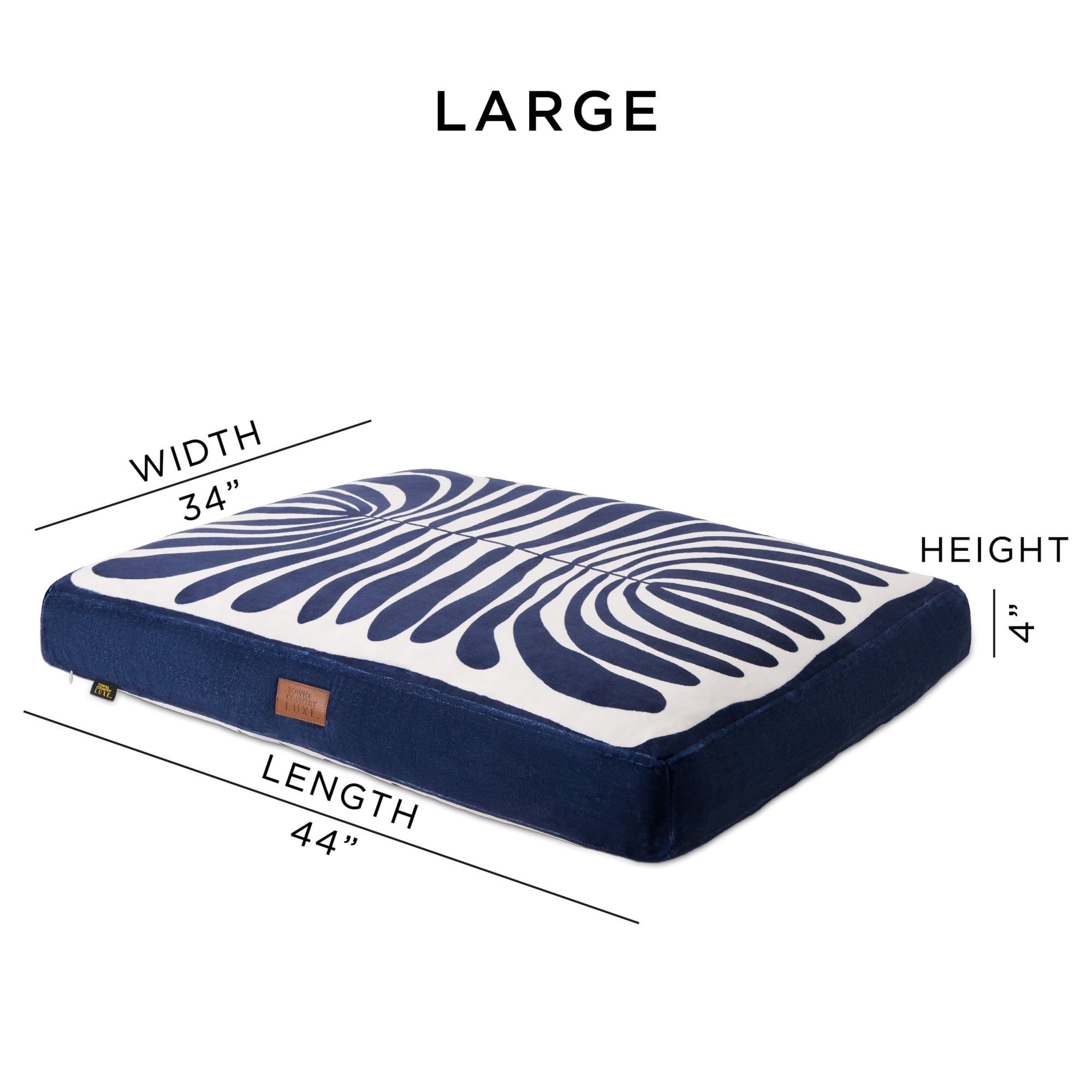 TOWN & COUNTRY LUXE CuddleTown Matisse Everwash® Pillow Pet Bed, Water Repellent Floor Pillow, Machine Washable Cover, Soft & Calming, Navy Blue, Large 44"x34"x4"
