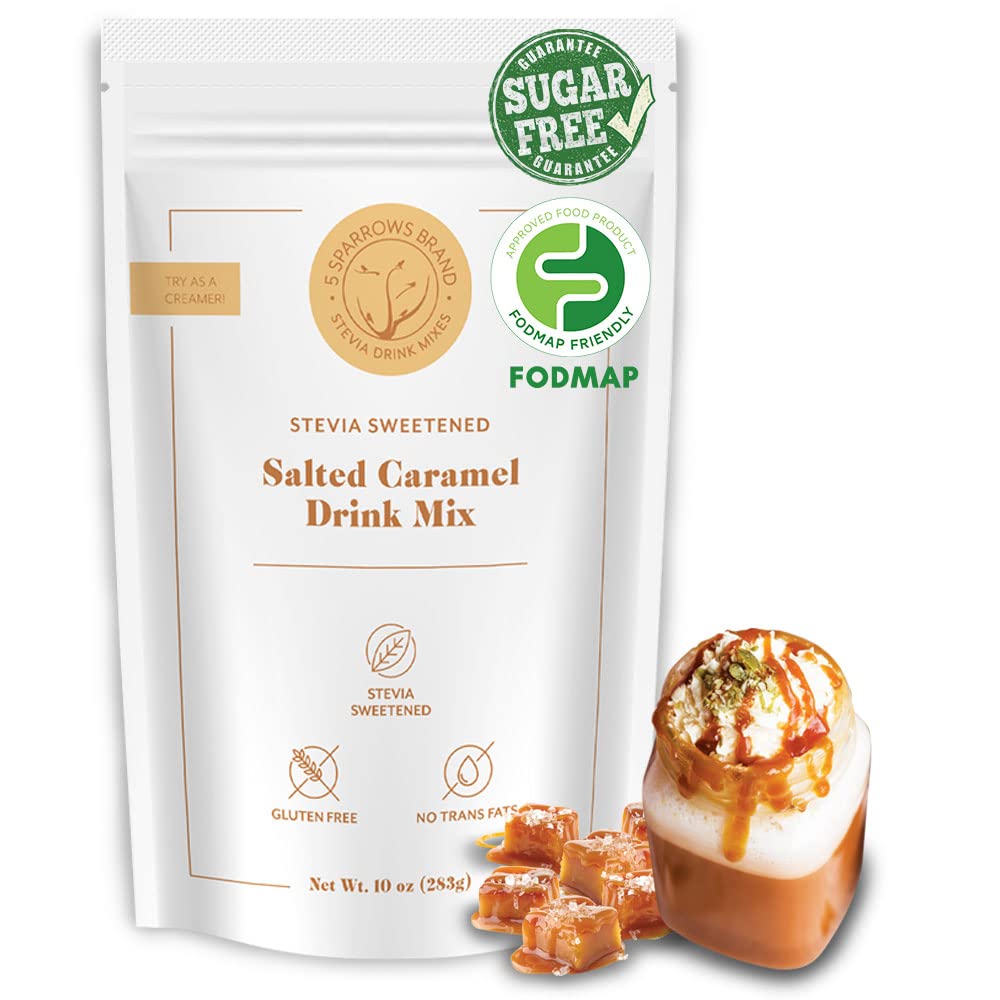 5 SPARROWS SugarFree Salted Caramel Powder Drink Mix Stevia, Diabetic