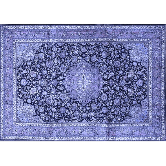 Ahgly Company Machine Washable Indoor Rectangle Persian Blue Traditional Area Rugs, 4' x 6'