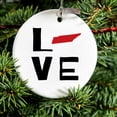 thumbnail image 2 of DistinctInk Hanging Ceramic Christmass Tree Ornament with Gold String - Great Gift / Present - 2 3/4 inch diameter - Kentucky - Love Black & Red, 2 of 2