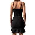 thumbnail image 3 of VISgogo Vestido de tirantes para mujer, tirantes finos, cuello en V, volantes, irregular, ajustado, minivestido de verano para fiesta de club VISgogo  moda, 3 of 5