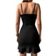 thumbnail image 3 of VISgogo Vestido de tirantes para mujer, tirantes finos, cuello en V, volantes, irregular, ajustado, minivestido de verano para fiesta de club VISgogo  moda, 3 of 5