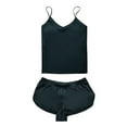 thumbnail image 5 of Women Ladies Sexy Silk Pajamas Sleepwear Set V neck Camisole & Shorts with Elastic Waist Adjustable Straps Lingerie Satin Nightwear, 5 of 8