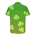 thumbnail image 4 of Alkepwun St Patricks Day Shirt Men Clover Printed Irish Holiday Tees Short Sleeve Tops Regular Fit Summer Beach Casual Lapel Button Down Hawaiian Shirts on Clearance, 4 of 5