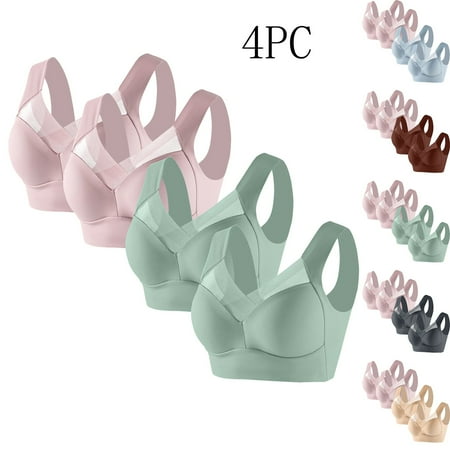 Dazajoo 4 PC Women s Comfort Revolution Wireless  ComfortFlex Fit Full-Coverage Wirefree Bra Comfy Soft Underwear for Women Coffee L
