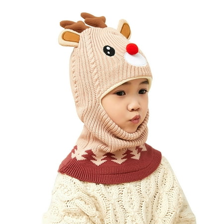 

nsendm 2 Year Old Swim Hat Toddler Winter Hat Baby Warm Hat Fleece Lined Girls Boys Kids Cartoon Deer Running Gear for Kids Hat Beige One Size