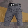 thumbnail image 5 of Ceisia Men Multi Pocket Ripstop Cargo Shorts Elastic Waistband Drawstring Outdoor Workwear Casual Bottoms Gray M Gift, 5 of 7