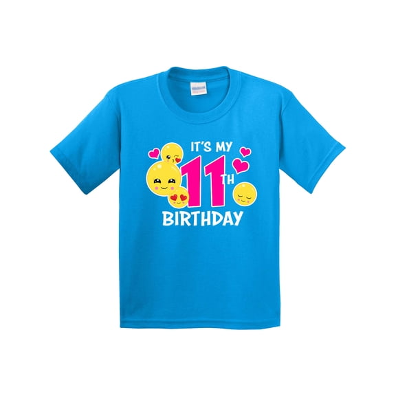 Inktastic Its My 11th Birthday with Smiling Emoticons Youth T-Shirt